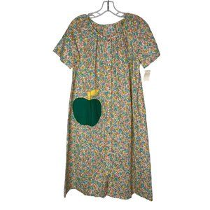 Vintage Lazarus Home Dress Whimsical Apple Pocket Embellished Applique Summer